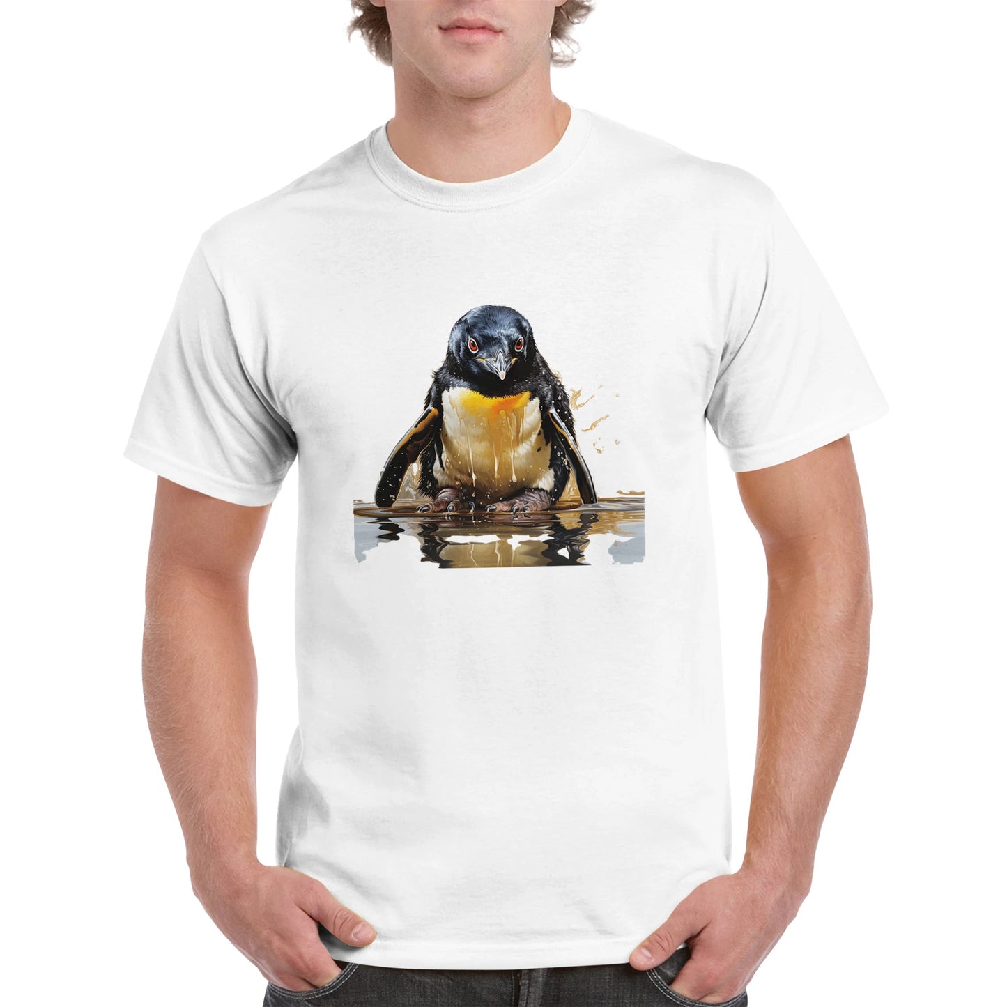 The penguin and the oil - Heavy unisex crew-neck t-shirt