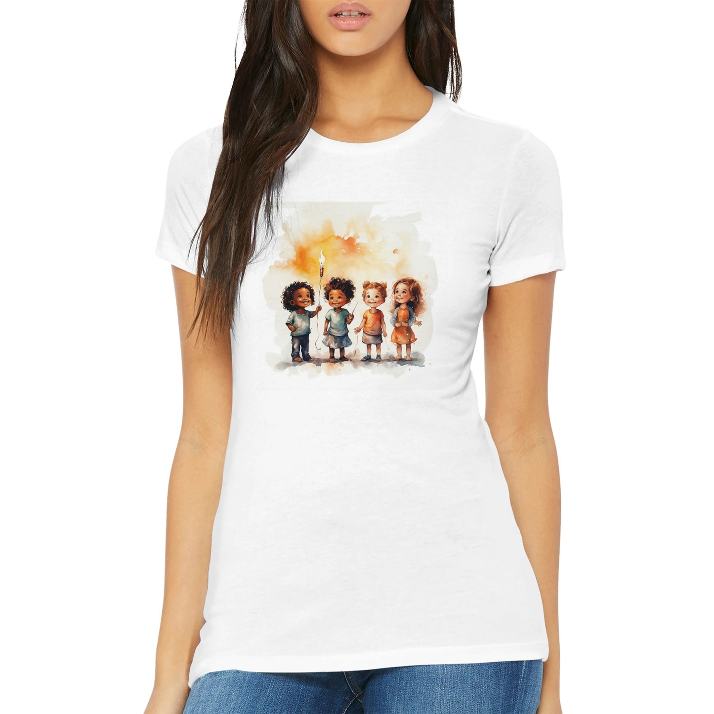 Children who light up the night - Women's Premium Crew-neck T-shirt