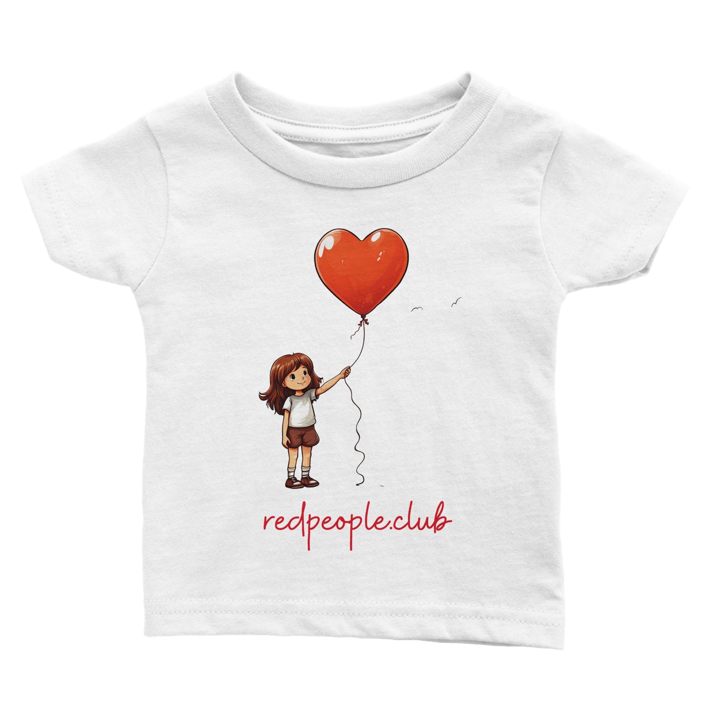 Classic crew neck t-shirt for babies - Girl with heart-shaped balloon