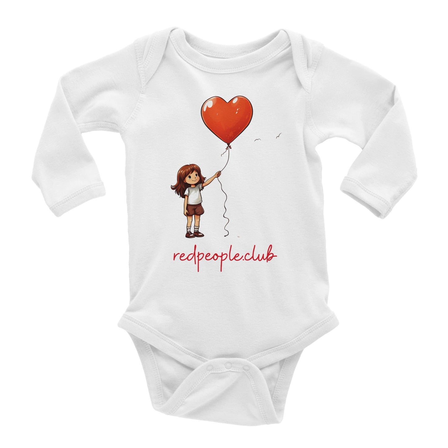 Classic Long Sleeve Baby Rompers - Baby Girl with Heart Shaped Balloon