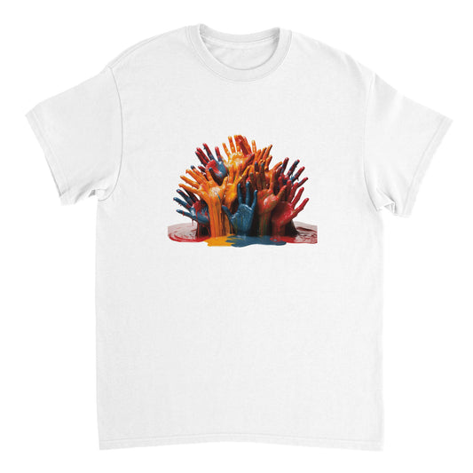 Hands asking for help - Heavyweight unisex crew neck t-shirt