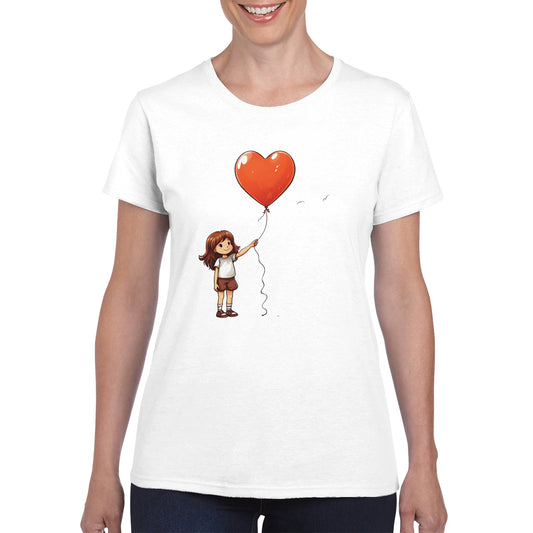 Bambina che regala il cuore - T-shirt girocollo da donna pesante